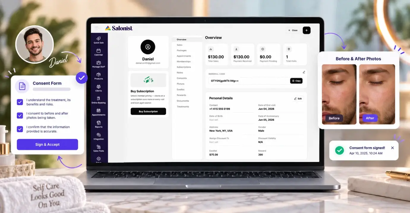 Consent forms on the client record