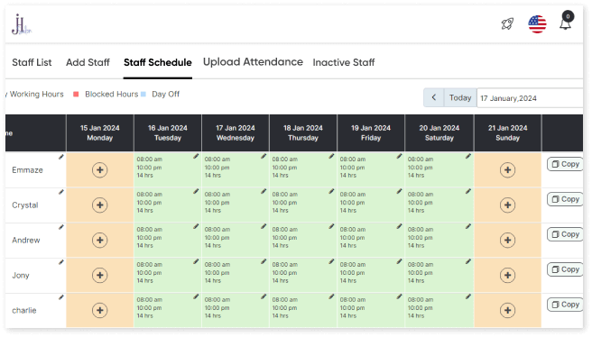 Manage Staff Schedule