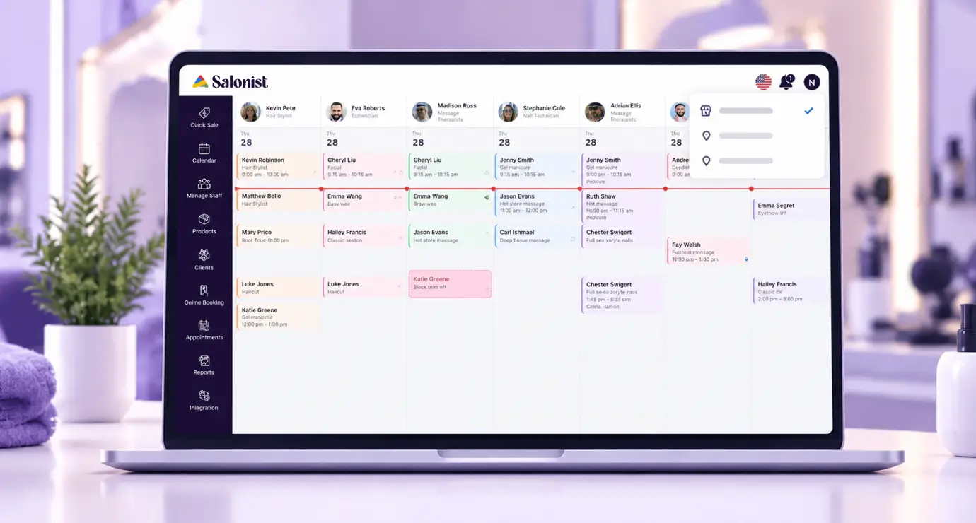 Salonist calendar with the location