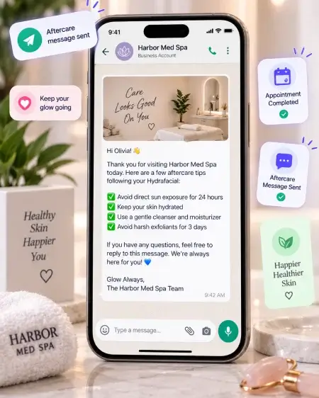 WhatsApp aftercare message