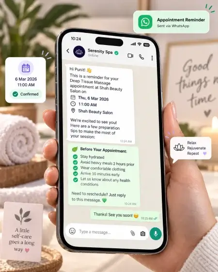 WhatsApp spa reminder